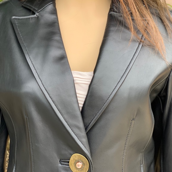 Enzo Angiolini Leather Black Jacket (Size Small) - Picture 3 of 8